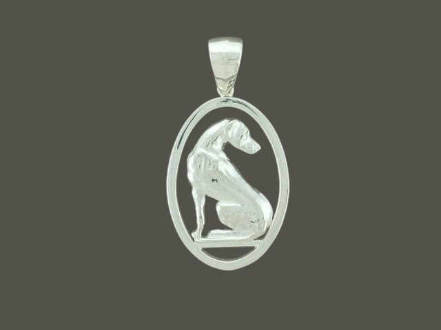 Frame Contemporary Oval Thick With Rhodesian Ridgeback  Pendant