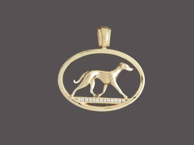 Frame Oval With Stone And Whippet  Pendant