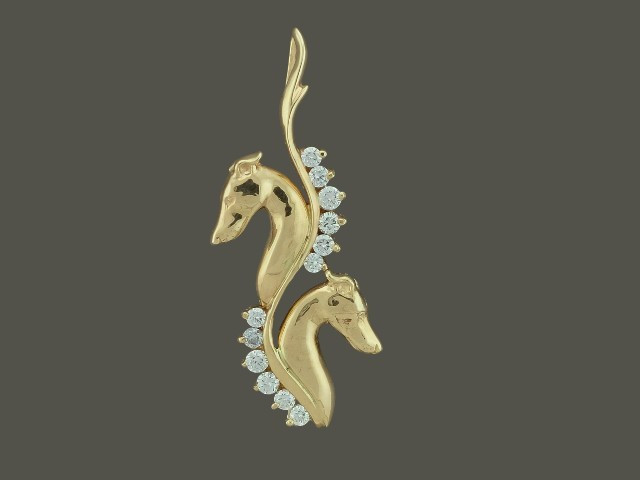 Frame Snake Large With Whippets Pendant