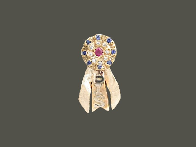 Rosette Ribbon Wavy Sm Bis Yellow Letters Pendant Pendant