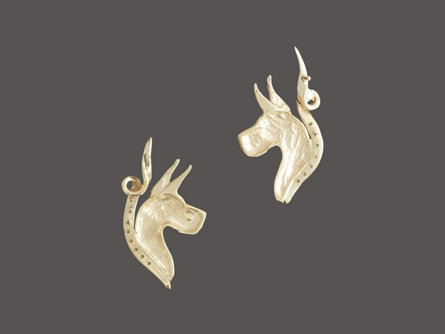 EARRINGS SPIRAL LACE WITH GREAT DANE GOLD