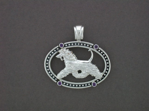 Frame Oval Beaded With Afghan Hound Pendant