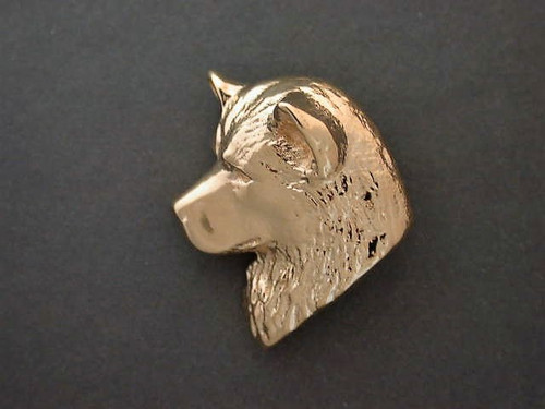 Alaskan Malamute Head Half Size L Silver Pendant