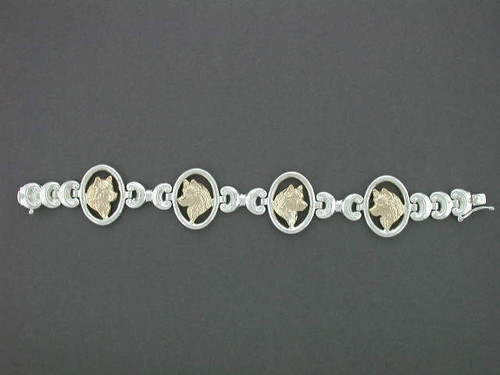 Bracelet Antique Bone Link With Alaskan Malamute