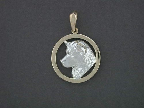 Frame Circle Round With Alaskan Malamute Pendant