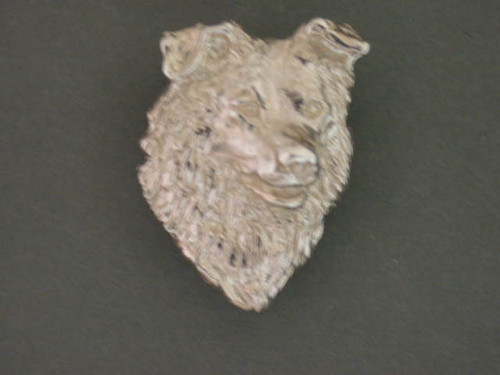 Border Collie Head Front View Med Silver Pendant