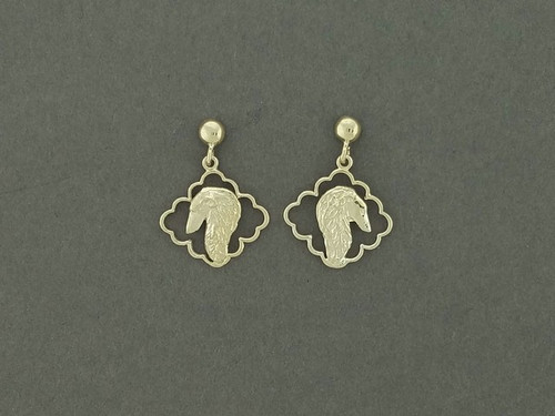 Earrings Rectangular Wire Curved With Borzoi
