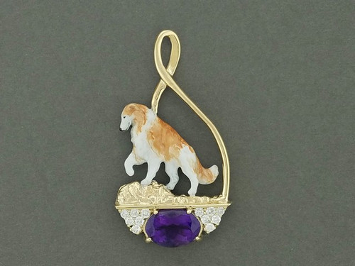 Frame Fig 8 With Stones And Borzoi Pendant