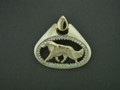 Frame Tear Drop Wide With Borzoi Pendant