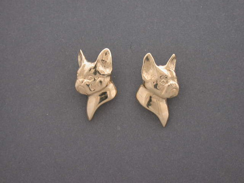 Boston Terrier Earrings Head L & R (Nat)
