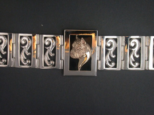 Bracelet Scroll W Brussels Griffon Head Silver