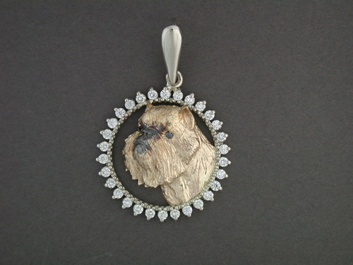 Frame Cir 3 Prong With Brussels Griffon Rough Head Pendant
