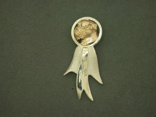 Rosette Cir Ribbon W Rd Top And Brussel Griffon Head Pendant