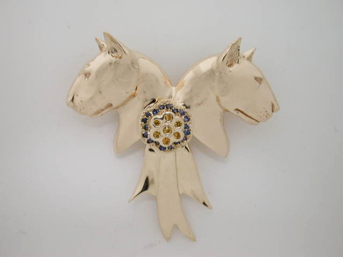 Bull Terrier Head Med L & R  W Rosette Pendant