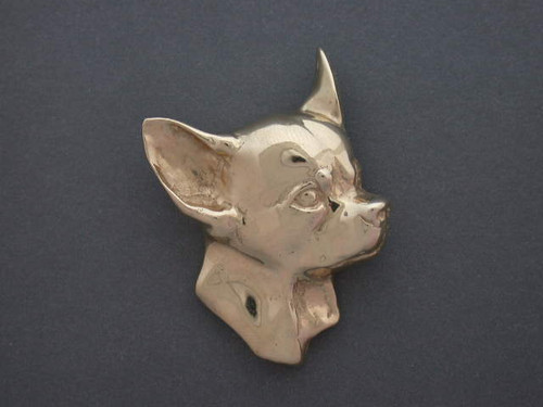 Chihuahua Head Smooth Lrg R Pendant