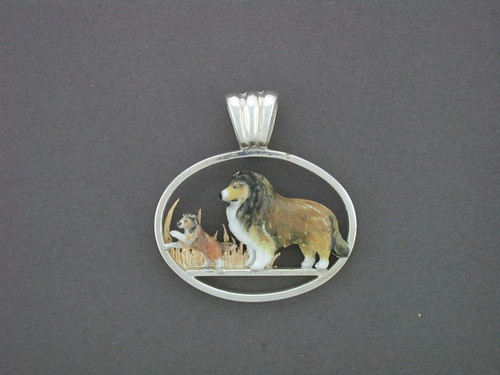Frame Oval  With Shetland Pup Pendant