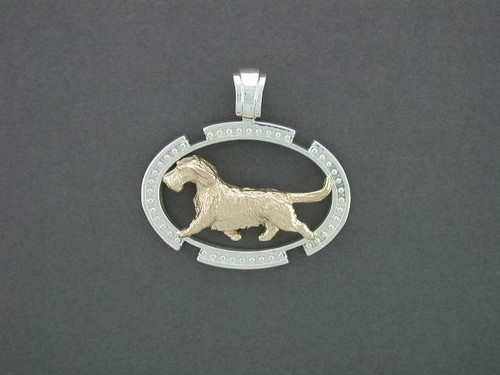 Frame Oval Beaded Open With Dachshund Wire Pendant