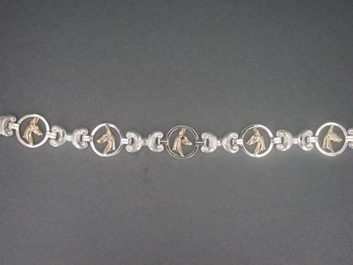 Bracelet Antique Link Circle Bone W Doberman