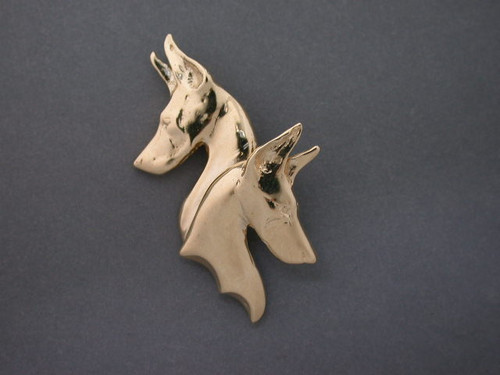 Doberman Head Cope Dbl L & R Pendant