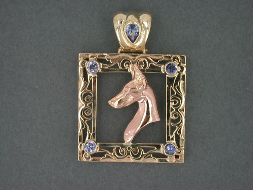 Frame Antique W Doberman Pendant