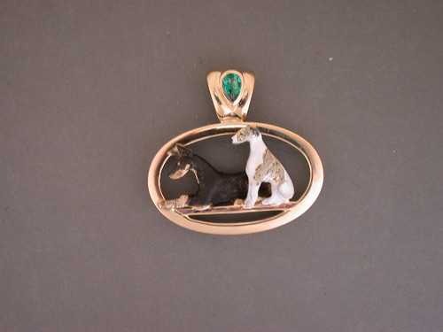 Frame Oval Slim For Onxy With Doberman & Whippet Sitting Pendant