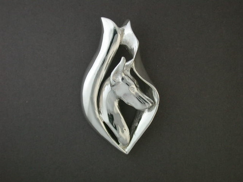 Frame Tulip With Doberman Silver Pendant