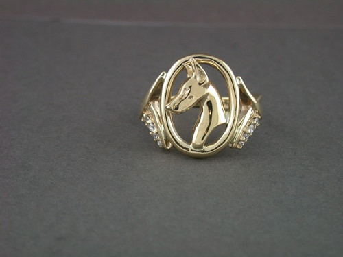 Ring Shank With Side Stones And Doberman