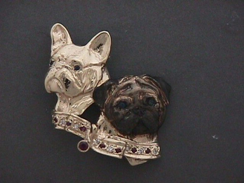 Breed Collection French Bulldog Pug Combo Hand Pendant