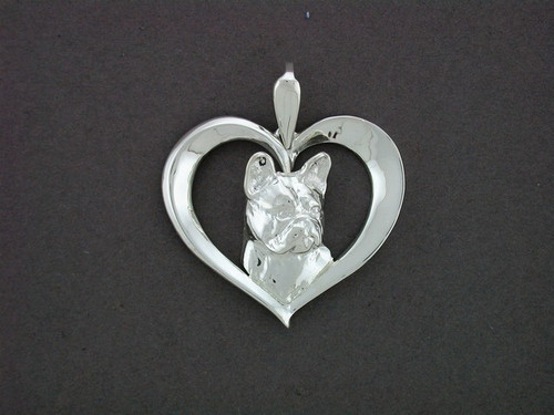 Frame Heart With French Bulldog Pendant