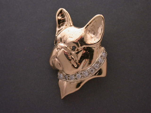 French Bulldog Head 3 4 View W Diamond L Pendant