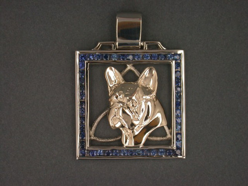 French Bulldog pendant with sapphires