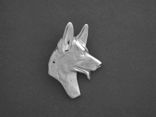German Shepherd Head Sm R  Silver Pendant