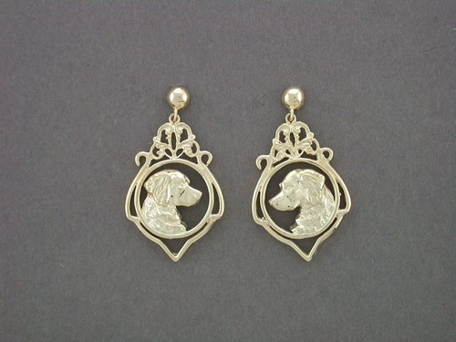 Earrings Antique Circle With Golden Retriever