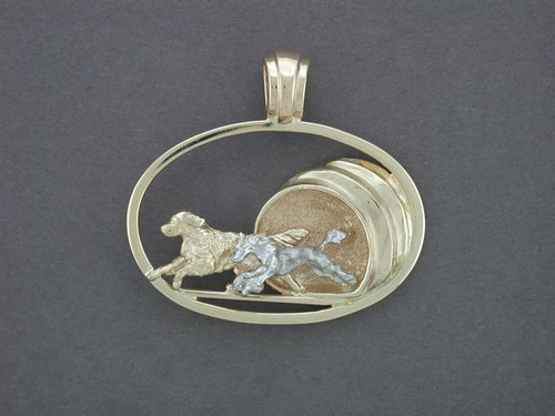 Frame Agility With Golden Retreiver And Chinese Crested Pendant