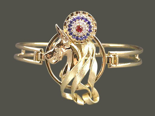 Bracelt Dbl Bar Great Dane And Rosette