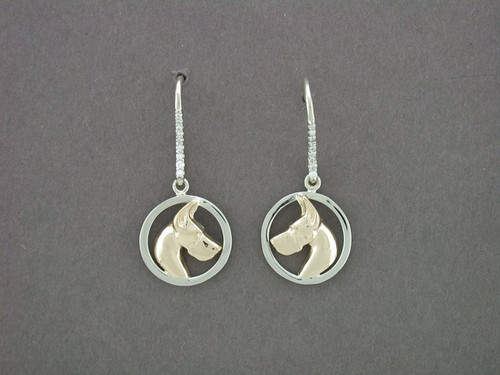 Earrings Round Sm Cir With Diamondmond Hooks And Great Dane