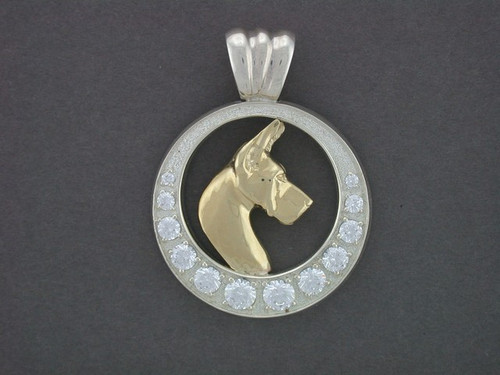 Frame Circle With 12 Stone And Great Dane Pendant