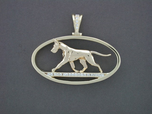 Frame Oval Stone With Great Dane Pendant