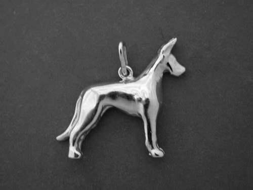Great Dane Full Body Stacked R Silver Pendant