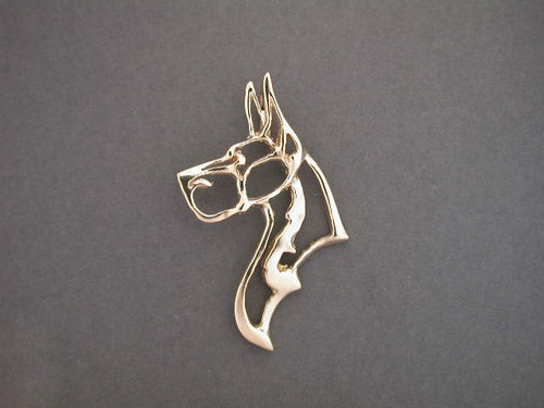 Great Dane Head Cut Out Scroll Med Pendant