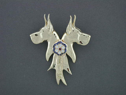 Great Dane Head L R With Rosette Pendant