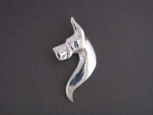 Great Dane Head Long Neck For Snake Med Silver Pendant