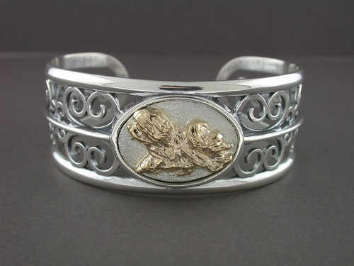 Bracelet Cuff Wide With Scrolls And Havanese