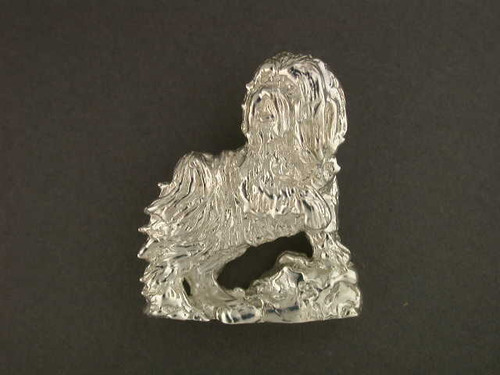 Havanese Full Body On Rock Silver Pendant