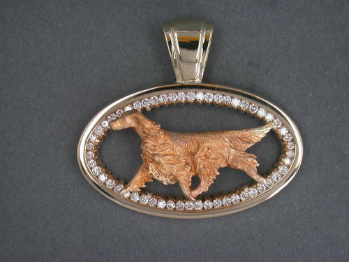 Frame Oval W Inner Diamond Setting & Irish Setter Pendant