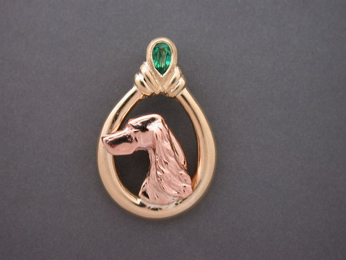 Frame Tear Drop W Bezel W Irish Setter Pendant