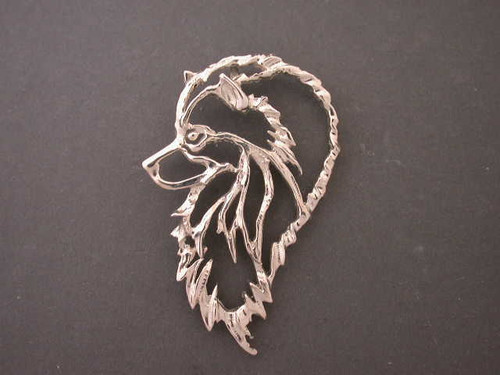 Keeshond Head Cutout Lrg L Pendant