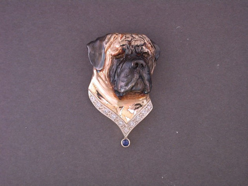 English Mastiff W Diamond Collar Pendant