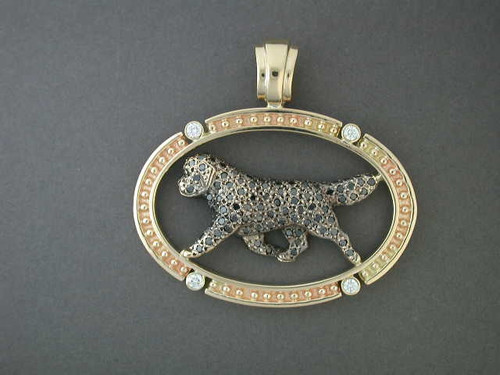 Frame Oval Beaded Braided Open 4 Slot With Newfoundland Pendant