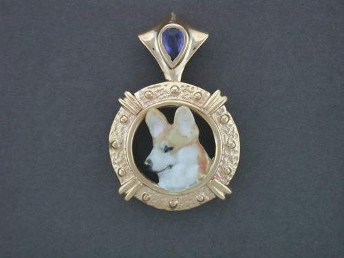 Frame Coin With Bead And Pembroke Welsch Corgi Pendant
